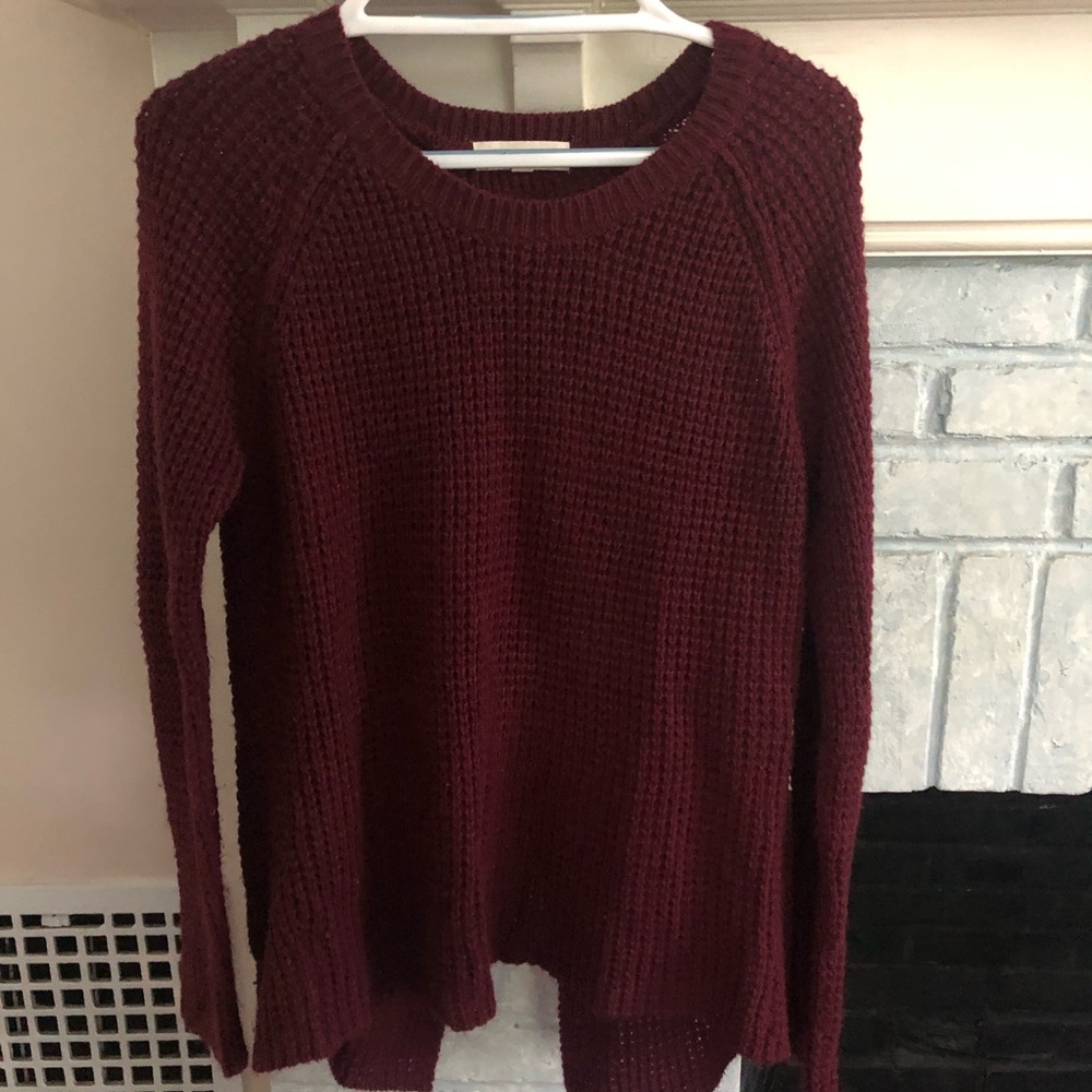 Size L Olive & Oak maroon open back sweater